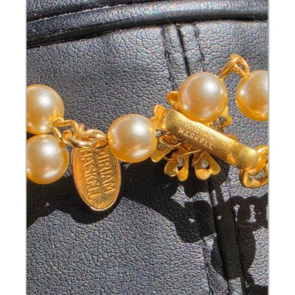 Rare Miriam Haskell 8 Tiered Crystal Gold Tone Faux Pearl Runway Statement - Picture 6 of 16